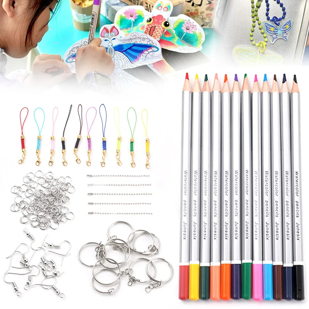 Heat Shrink Plastic Sheets Set – DIY Shrinky Art Film for Keychains, Ornaments & Scrapbooking Crafts