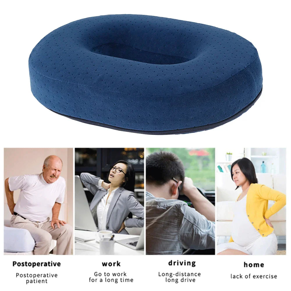 Memory Foam Donut Ring Seat Cushion Pillow | Comfort Chair Cushion for Pregnancy, Office, Travel & Pain Relief