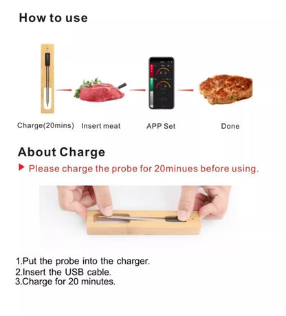 Bluetooth Wireless Meat Thermometer: Newest Kitchen Cooking Tool for Oven, Grill, BBQ - Accurate Steak Temperature Meter with Barbecue Accessories