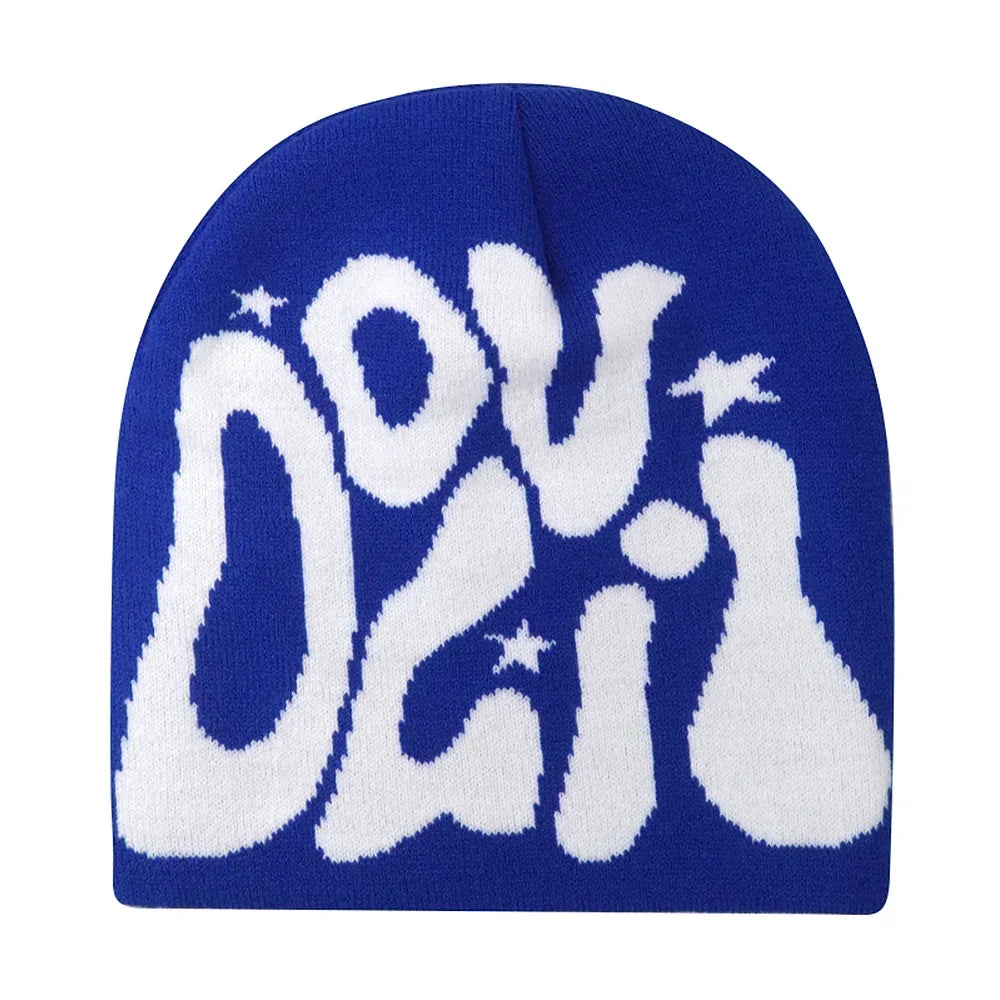 Y2K Letter Knitted Beanie Cap – Unisex Winter Autumn Warm Ski Skullcap, Hip Hop Streetwear Ear Cover Hat for Men & Women