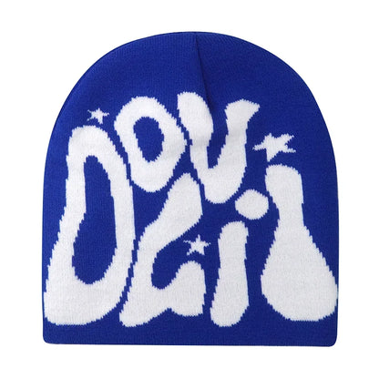 Y2K Letter Knitted Beanie Cap – Unisex Winter Autumn Warm Ski Skullcap, Hip Hop Streetwear Ear Cover Hat for Men & Women