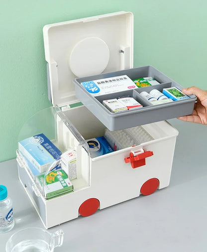 Portable Ambulance Medicine Box – Large Capacity Household Medical Storage & Classification Organizer