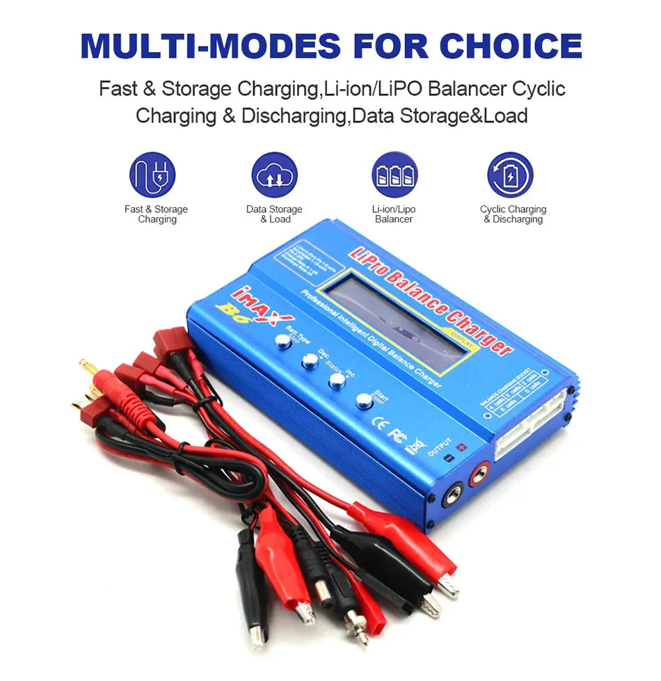 iMAX B6 80W Battery Charger – Digital Lipo, NiMh, Li-ion, Ni-Cd Balance Charger/Discharger for 1-6S RC, FPV, Airplane, Drone, Car