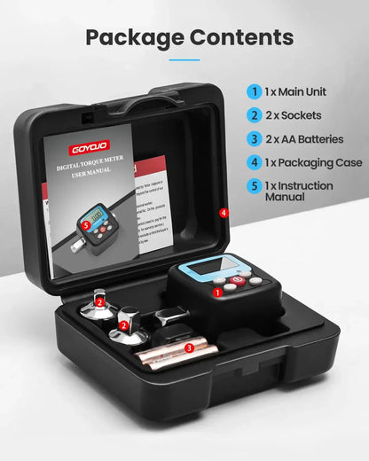 GOYOJO Digital Torque Wrench Adapter | Precision Electronic Tool Converter with LCD Display, Includes 1/2" & 1/4"