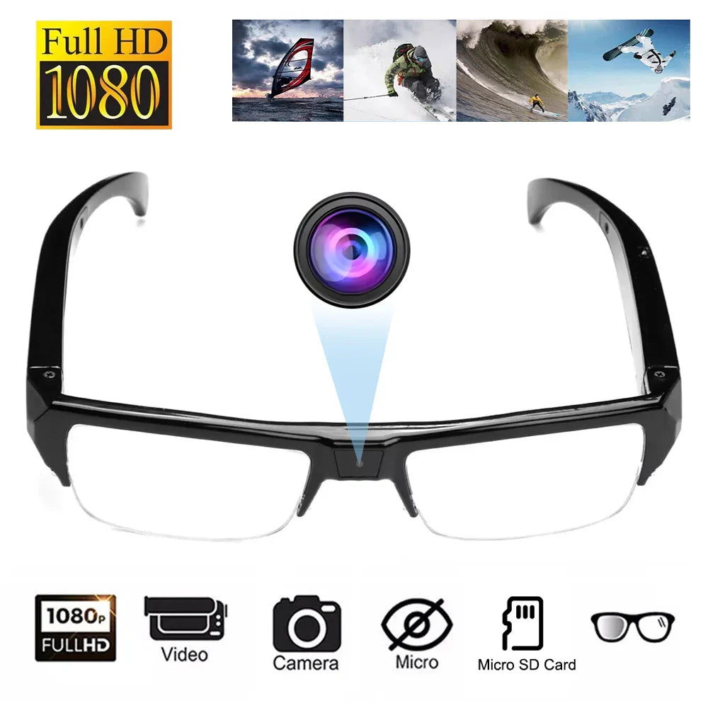 HD 1080P Mini Camera Glasses – DVR Video Recording Sports Sunglasses for Driving, Outdoor & Conference Use
