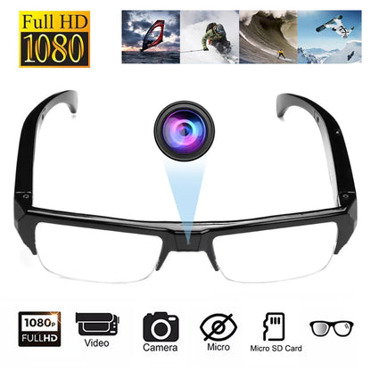 HD 1080P Mini Camera Glasses – DVR Video Recording Sports Sunglasses for Driving, Outdoor & Conference Use