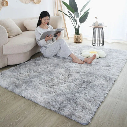 Furry Nordic Style Area Rug – Large Non-Slip Carpet for Living Room, Bedroom & Kids Room, Black/Gray/White Decor