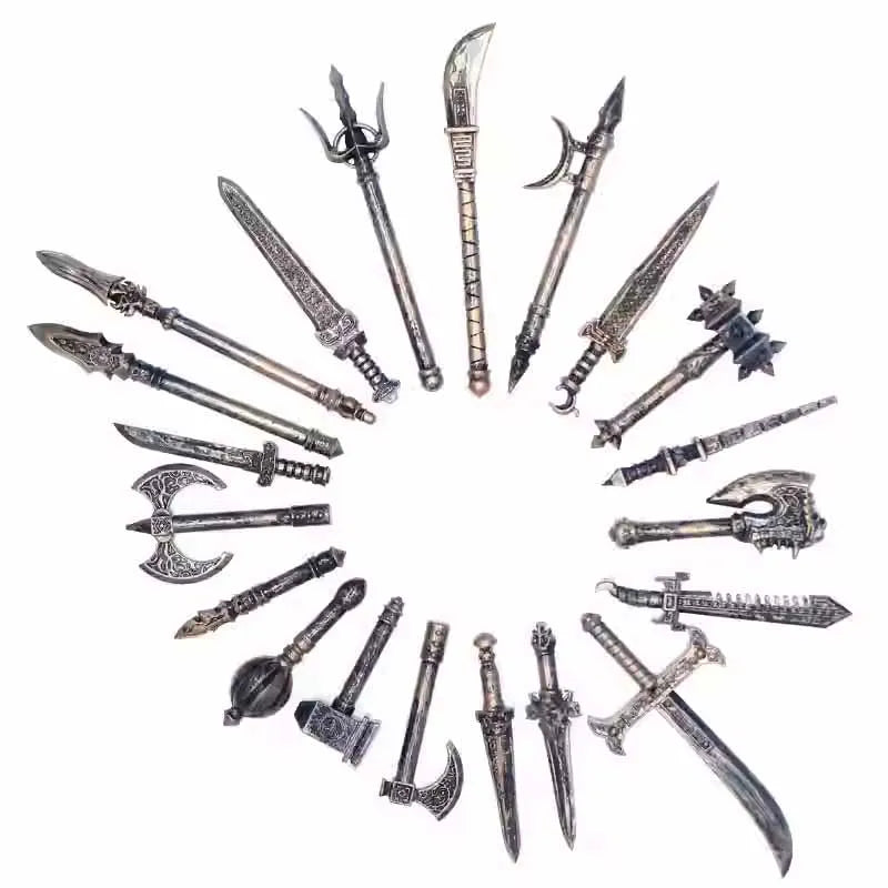 Medieval Figure Weapons Building Blocks Kit – King Sword, Lion Shield, Trident & Double-Edged Axe Battle Toy