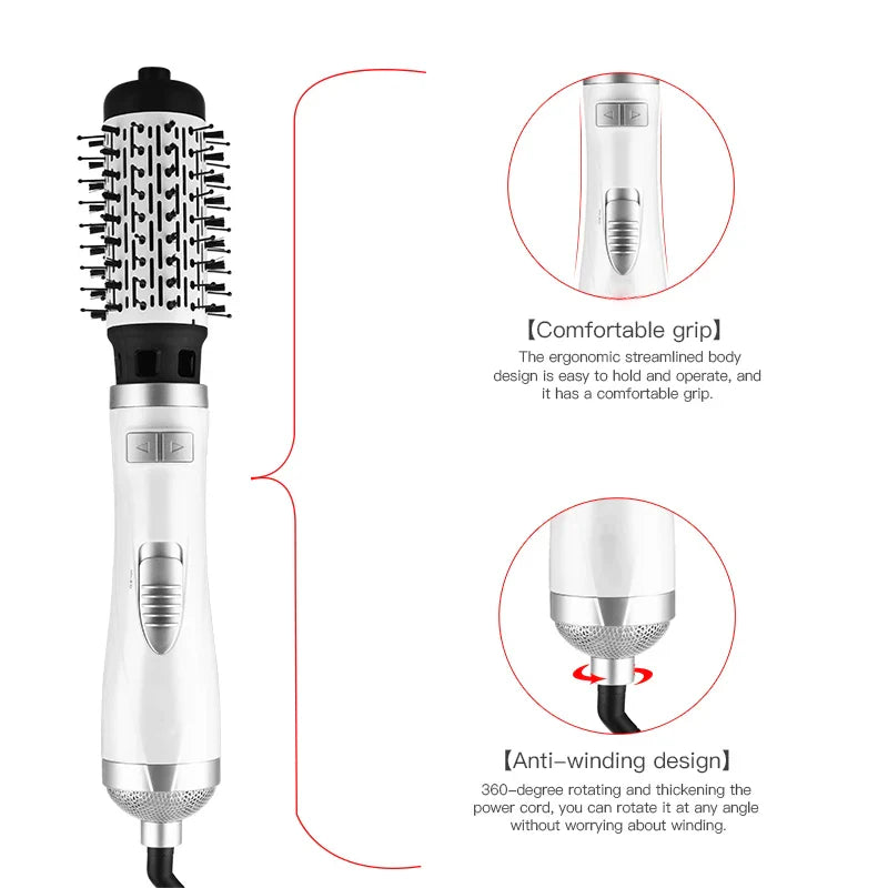Negative Ionic 3-in-1 Hair Dryer Brush – Hot Air Straightening Comb & Curling Iron Multifunctional Styling Tool