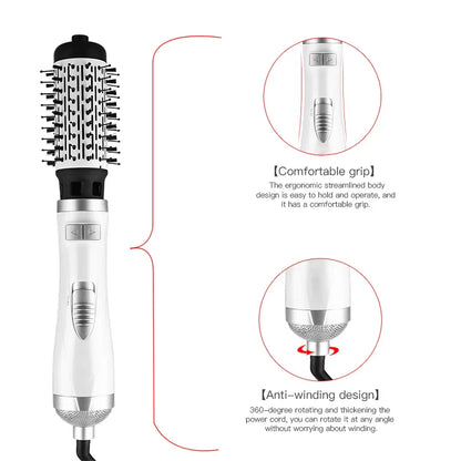 Negative Ionic 3-in-1 Hair Dryer Brush – Hot Air Straightening Comb & Curling Iron Multifunctional Styling Tool