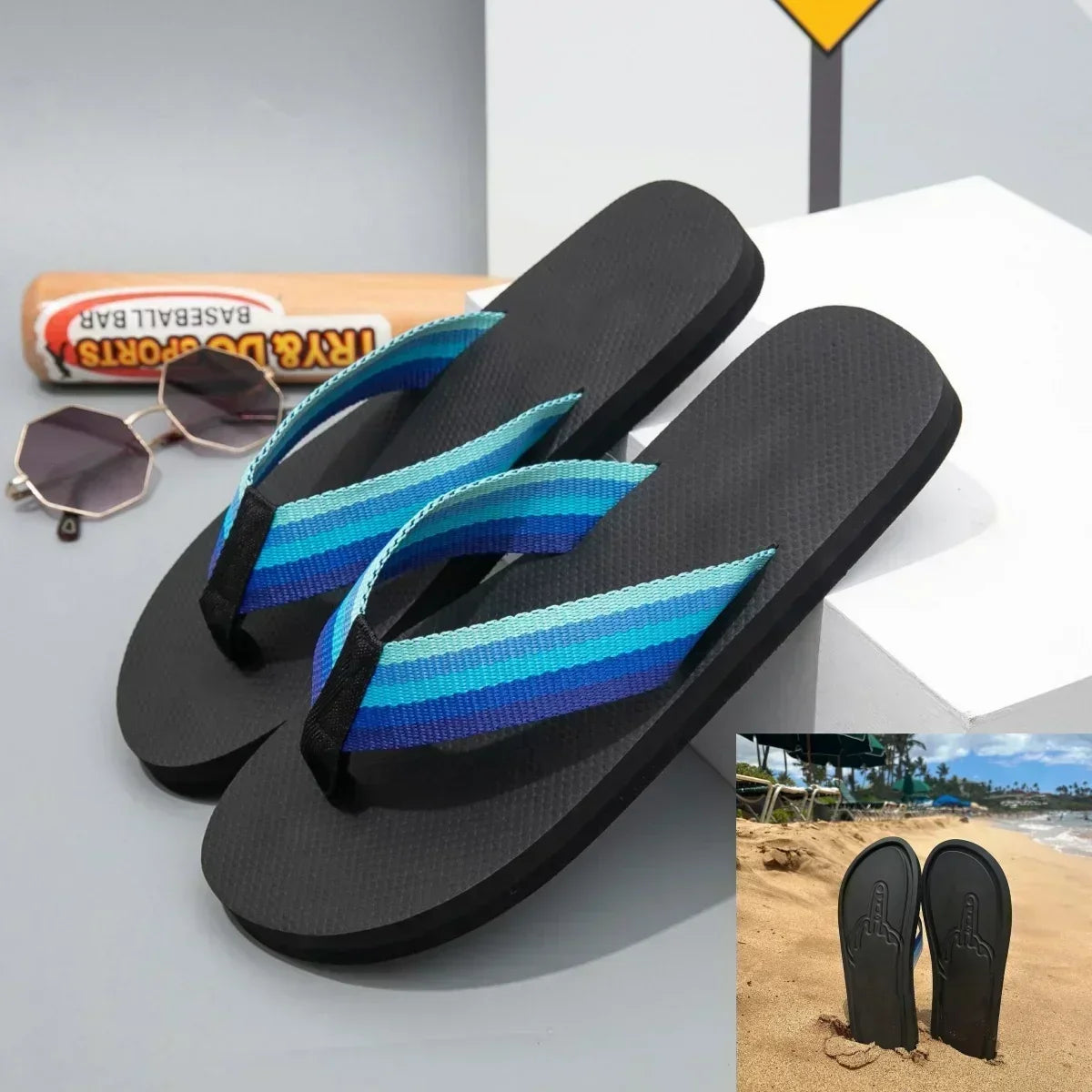 Middle Finger Figure Slippers - Funny Quick-Dry Non-Slip Summer Beach Flip Flops