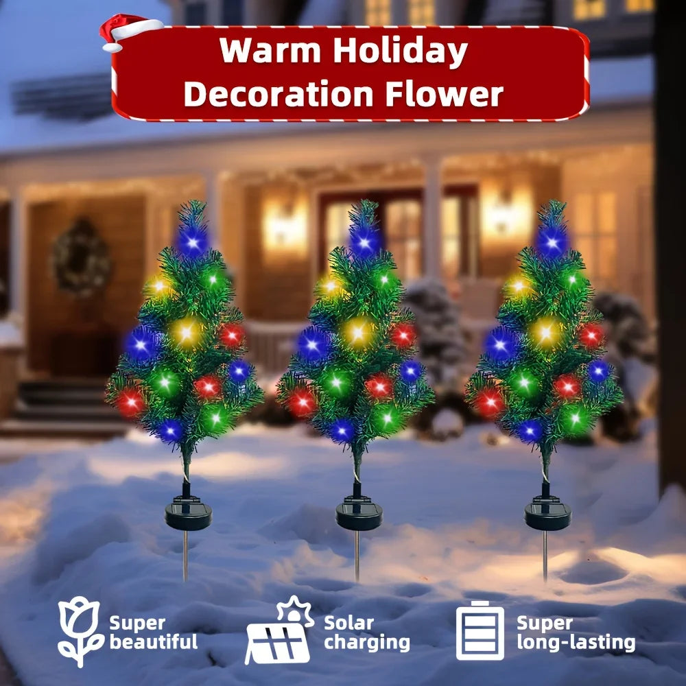 Outdoor Solar Christmas Tree Lights - Waterproof LED Lawn Lamps for Garden, Patio & Holiday Decor