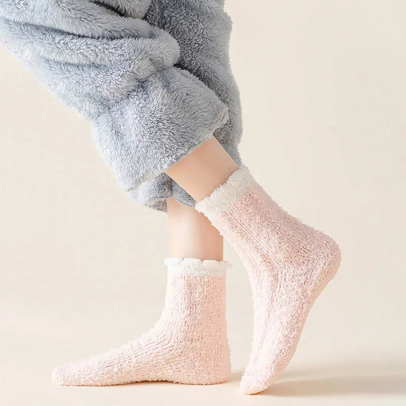 4 Pairs Women's Winter Fuzzy Socks – Thick Thermal Soft & Fluffy Slipper Socks for Home & Sleeping