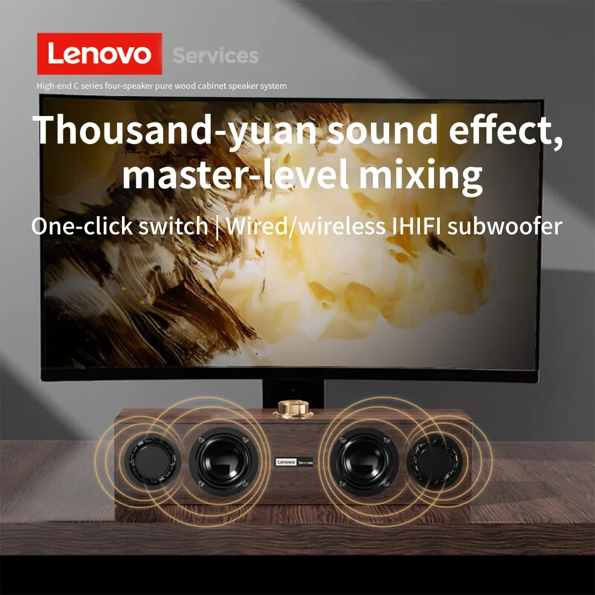 Lenovo C02 Multimedia Speaker - Bluetooth & Wired Dual-Mode Retro Speaker with Subwoofer