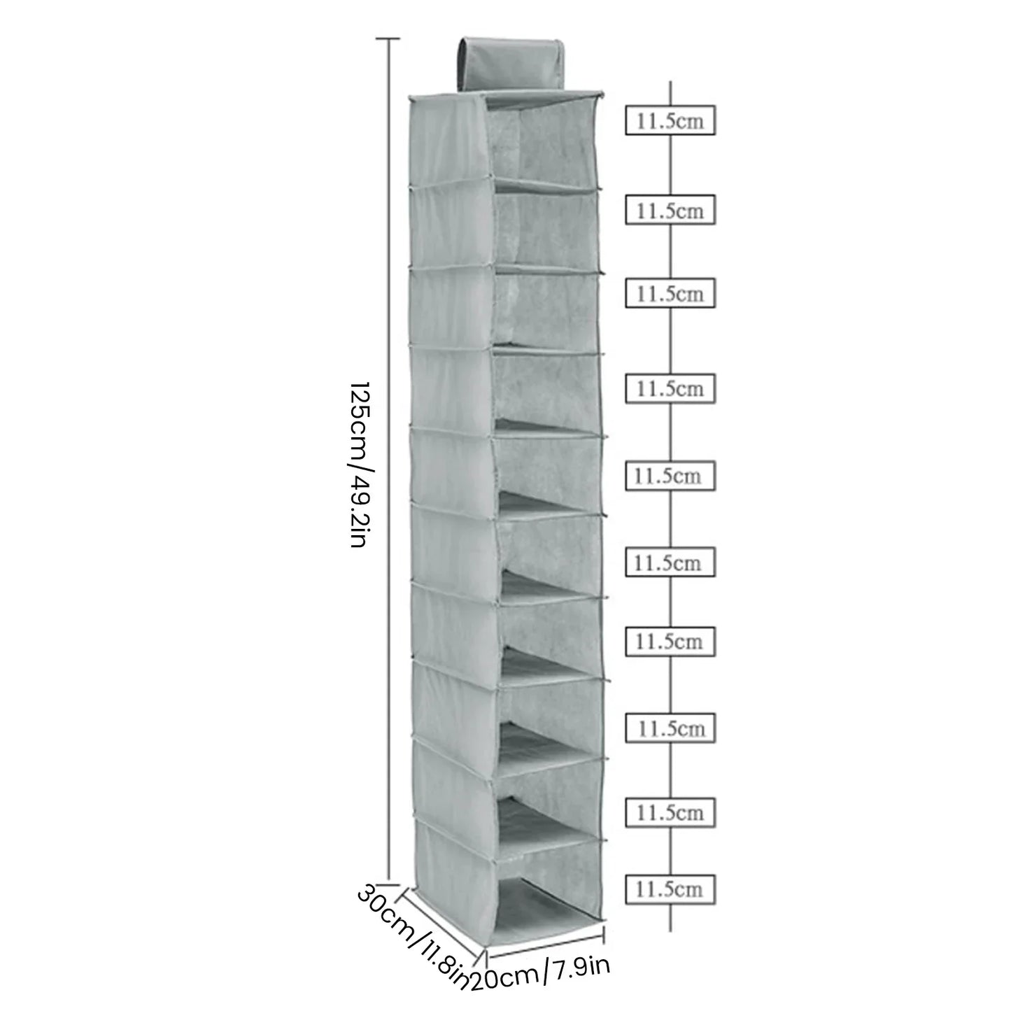 10-Layer Hanging Storage Bag - Foldable Space-Saving Organizer for Clothes, Hats, Shoes, Fits Collapsible Wardrobes, Available in 1/2Pcs