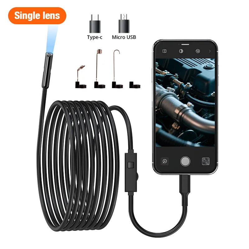 KERUI Endoscope Camera – Single/Dual Lens Borescope with LED, IP67 for iPhone, iPad, Android & Type-C Inspection
