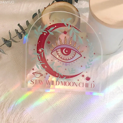 PVC Self-Adhesive Glass Window Stickers | Sun Catcher Cat Moth Energy Suncatcher | Rainbow Prisms Sunlight Decals