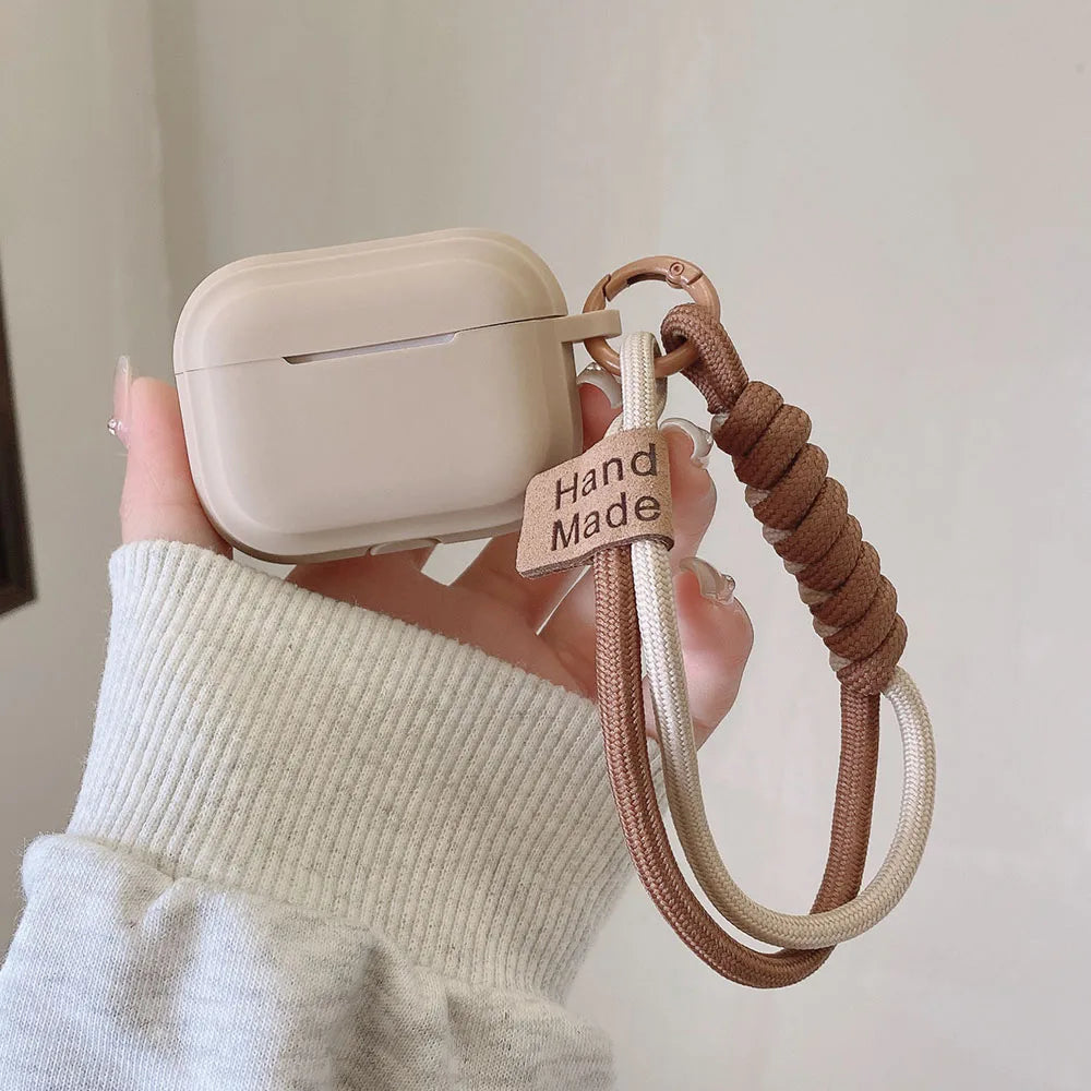 Caramel Soft Silicone Earphone Case with Bracelet — Fall Prevention Cover for AirPods 2, 3, Pro 2 Bluetooth Charging Box