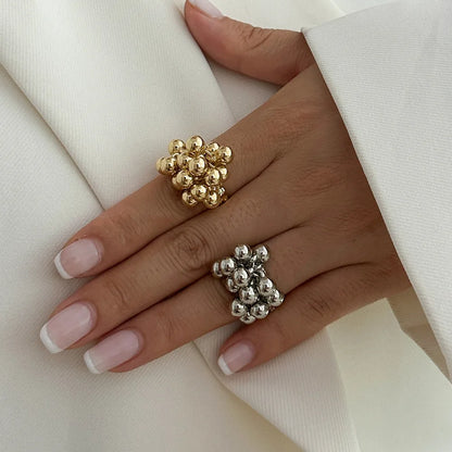 Salircon CCB Small Ball Open Ring – Punk Hip Hop Metal Finger Ring for Women & Men 2024 Jewelry Gift