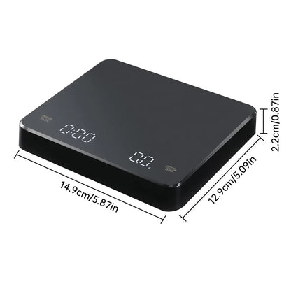 Digital Coffee Scale with Timer LED Screen - Espresso USB, 3kg Max Weighing, 0.1g High Precision Measures in Oz/ml/g, Kitchen Scale