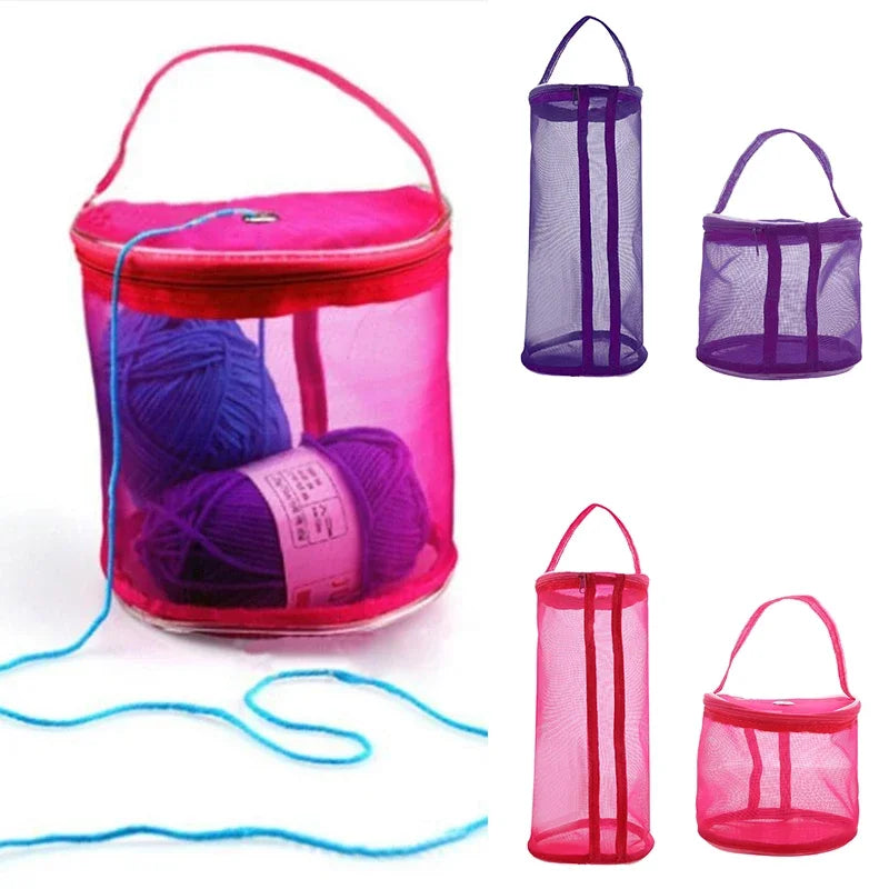 Portable Yarn Storage Bag - Hollow Mesh Knitting and Crochet Yarn Handbag Organizer for Weave Tools and Sewing Accessories