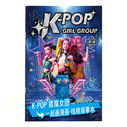2025 KPop Demon Hunter Coloring Book – Line Drawing Picture Book, Painting Activity for Kids, Birthday Gift