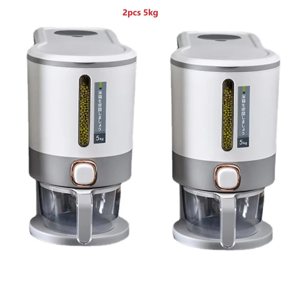 Large Capacity Rice Storage Box - 1/2/4pcs Sealed 5KG Grain Dispenser & Pet Food Container - Kitchen Organizer