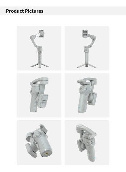 TOKQI M01 3-Axis Handheld Gimbal Stabilizer – Anti-Shake Foldable Holder, Selfie Tripod with Fill Light for iPhone & Smartphones