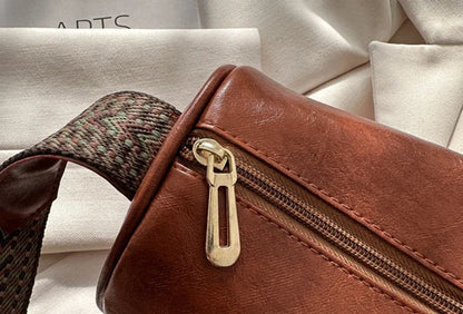 Vintage PU Leather Boston Handbag – Small Women’s Crossbody Purse for Casual Travel & Fashion