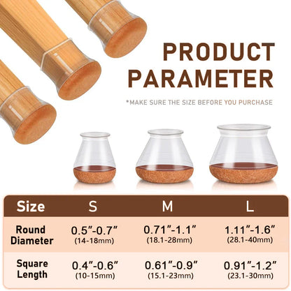 24 Pcs Silicone Chair Leg Floor Protectors: Furniture Pads Sliders with Wrapped Felt Bottom - for Hardwood Floors