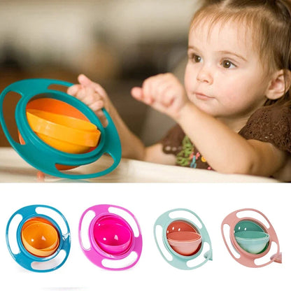Universal Gyro Bowl - 360° Rotating Spill Proof Baby Feeding Dish & Balance Training Toy for Children