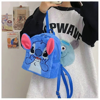Disney Blue Stitch Plush Backpack – Large-Capacity Cartoon Bag for Kids & Kindergarten Gift