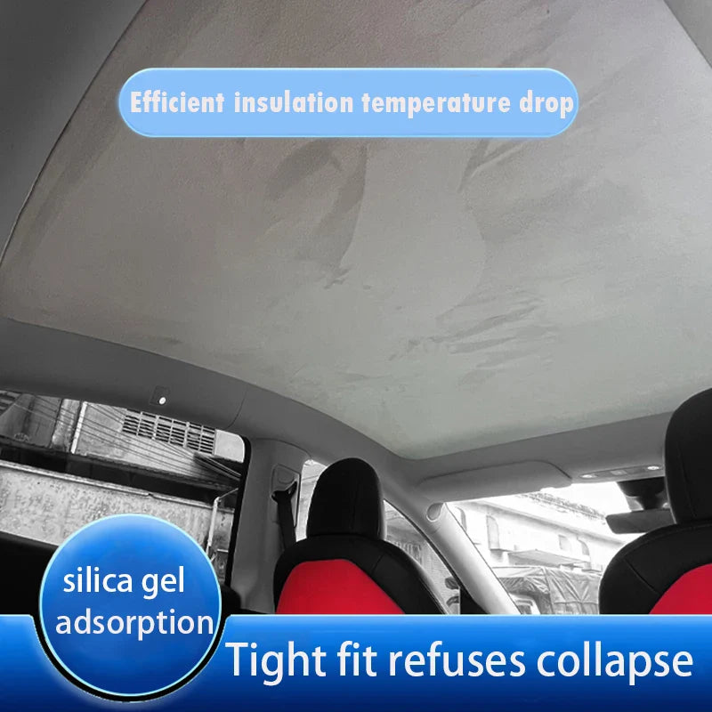 Electrostatic Sunshade for Tesla Model 3 & Y – Ice Cloth Sunroof Front & Rear Glass Skylight Interior Cooling Shade