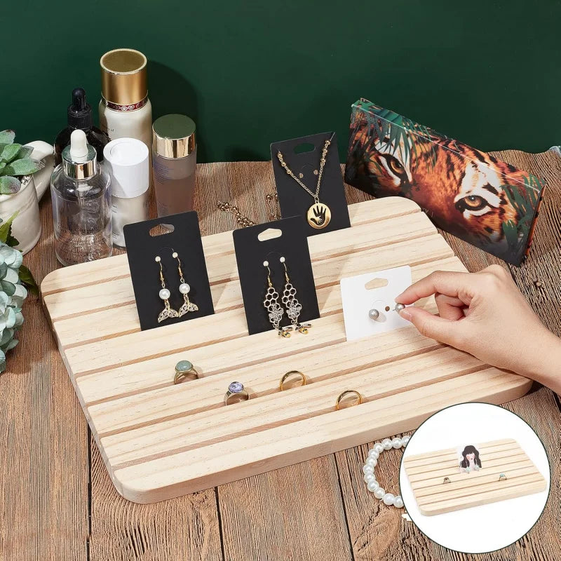 Wood Earring Display Stand – Jewelry Holder & Earring Card Organizer