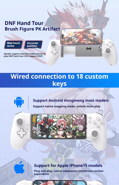 Memo S3 Gamepad Type-C Mobile Controller – Hall Effect Stretch Handle, Joystick for Android, PS Cloud Gaming, Customizable