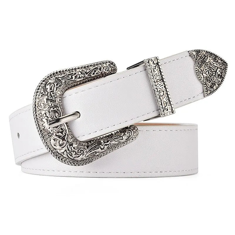 Vintage Carved Needle Buckle Belt — PU Leather Punk Hip Hop Rock Style Unisex Jeans Belt, Y2K Fashion Accessory
