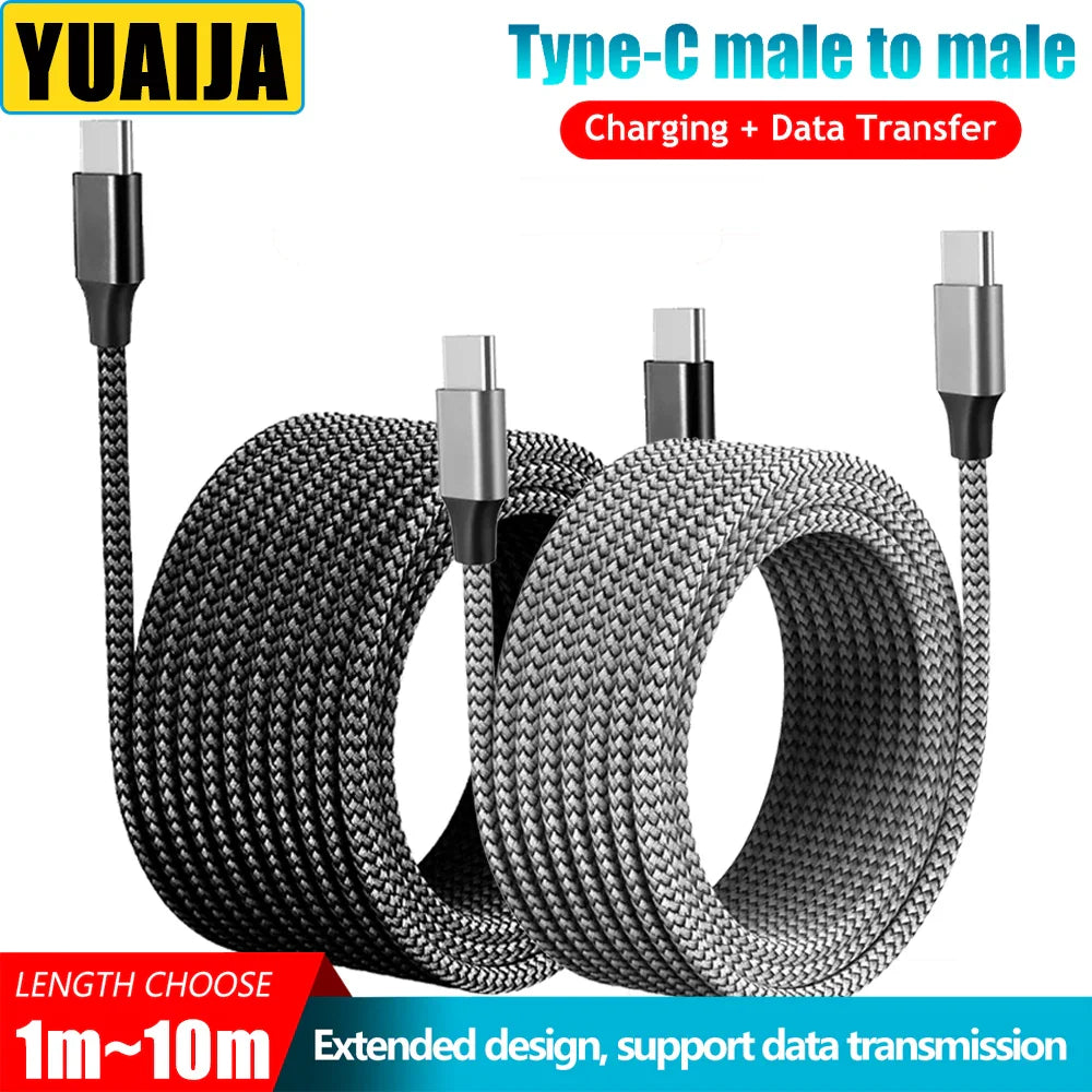 Type-C to Type-C PD 60W Fast Charging & Data Cable — 3M/5M/8M/10M Extension for iPhone 15 Pro Max, Huawei, Xiaomi, Samsung