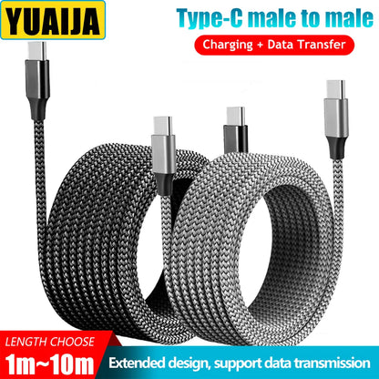 Type-C to Type-C PD 60W Fast Charging & Data Cable — 3M/5M/8M/10M Extension for iPhone 15 Pro Max, Huawei, Xiaomi, Samsung