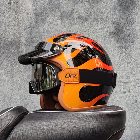 Retro 3/4 Semi-Open Motorcycle Helmet — Cross-Country Winter Riding Accessories
