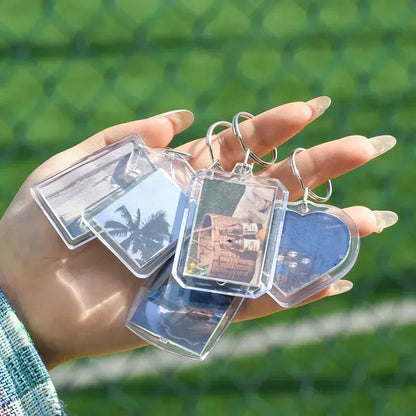Clear Acrylic Photo Frame Keychains – Blank Rectangle Keyrings for Double-Sided Photos, DIY Supplies (5-100PCS)