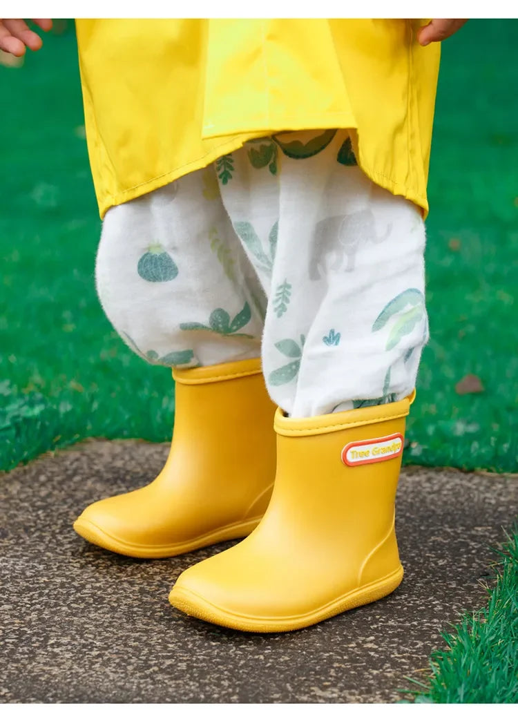 Kids Rain Boots – Waterproof PVC Anti-Slip Mid-Calf Shoes for Boys & Girls