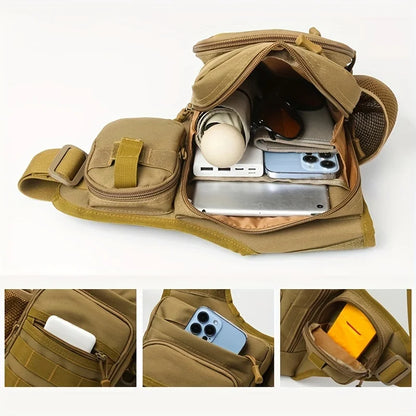 Waterproof Tactical Fishing Shoulder Bag - Outdoor Sports and Travel Crossbody Chest Backpack for Cycling, Climbing, Camping