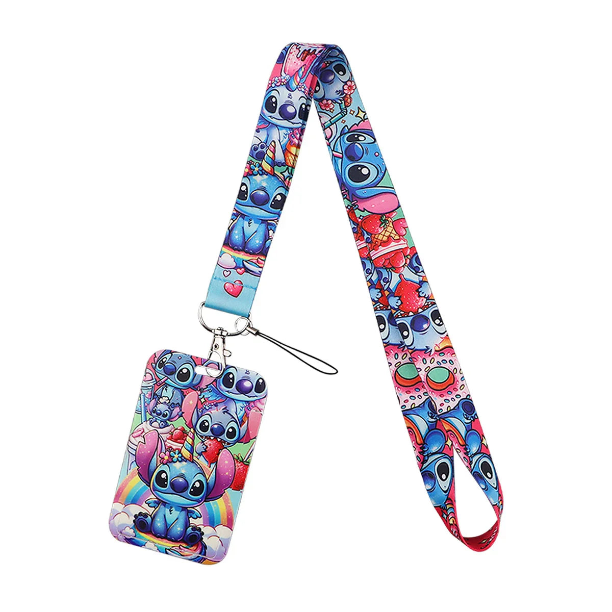 Cartoon Stitch Credential Holder Lanyard – Cute Neck Strap for Keychain, Pass & Credit Card Holder Accessories