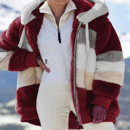 Oversized Jacket for Women – 2023 Autumn Winter Warm Plush Hooded Coat, Loose Fit Streetwear with Pockets