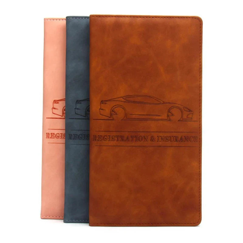Leather Car Registration & Insurance Holder – Men's Driving License Cover, Auto Documents & Credit Card Storage Bag