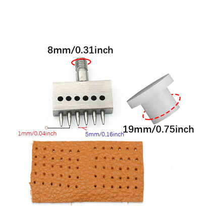 M8 Thread Dies Leather Hole Punch Set – 4/5/6/8mm Round Stitching & Perforated Cut Tools for Hand Press