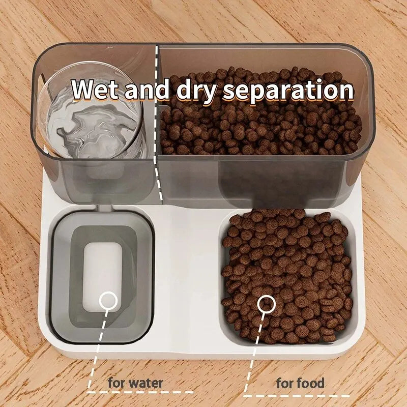 Large Capacity Automatic Cat Food Dispenser with Drinking Water Bowl - Wet and Dry Separation Pet Food Container - Convenient Pet Supplies