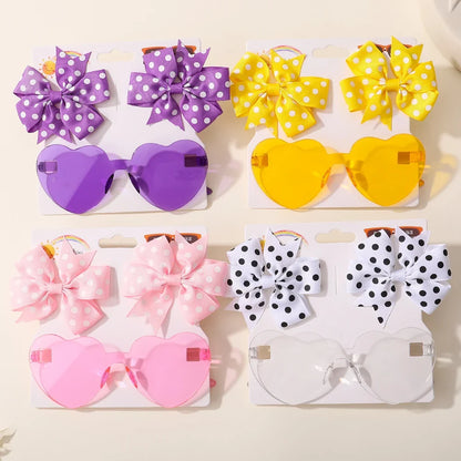 Girls' Hair Bow Clips - 3-Piece Solid Dot Boutique Bowknot Hair Accessories