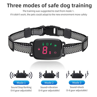 Smart Automatic Anti-Barking Dog Collar: HD Digital Display, IP67 Waterproof - Rechargeable Bark Stopper