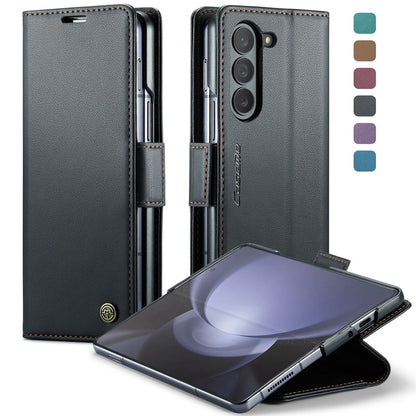 Magnetic PU Leather Phone Case for Samsung Galaxy Z Fold 7/6/5 — Fold6/5 5G Wallet Card Holder Shockproof Cover